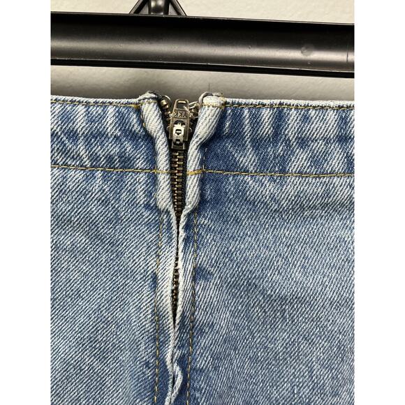 BDG Urban Outfitters Denim Skort Skirt Button Fly Raw Hem Patch Pockets Zip 31 - Picture 7 of 10